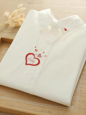 Women's Love Heart Cotton Shirt – Say It with Style